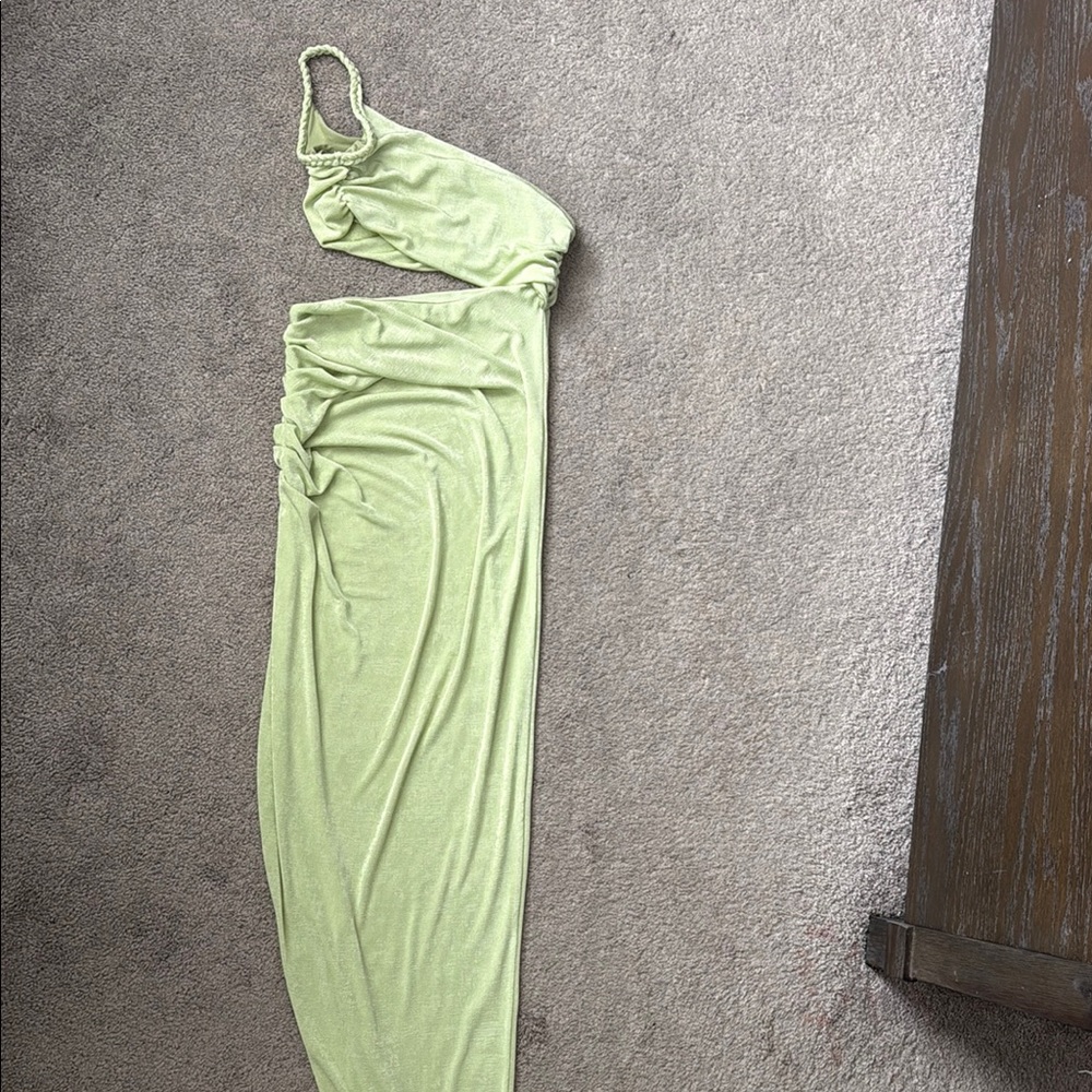 Green Asymmetrical Ruched Cocktail Dress